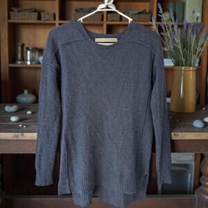 Max Studio Women S 100% 2 Ply Cashmere Sweater Blue Ribbed V-Neck Pullover boho